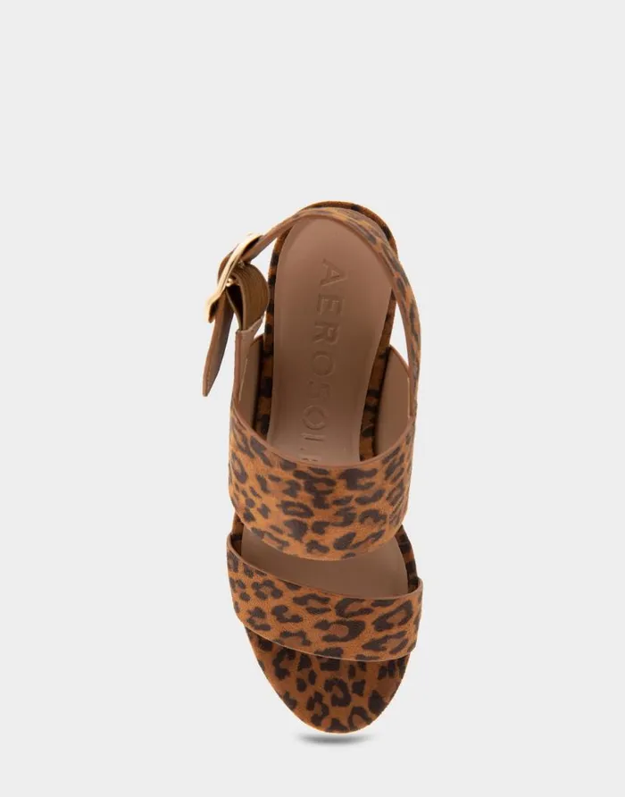Aerosoles Comfortable Women039s Platform Sandal In Leopard Print Faux Suede Leopard Women Platforms