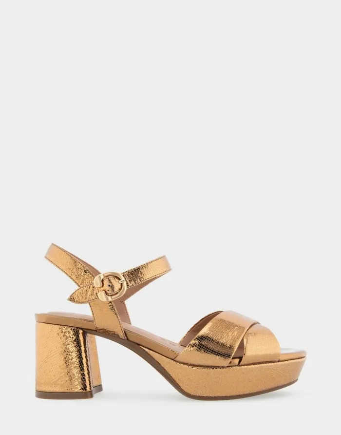 Aerosoles Comfortable Women039s Platform Sandal In Light Bronze Genuine Leather Light Bronze Leather Women Platforms