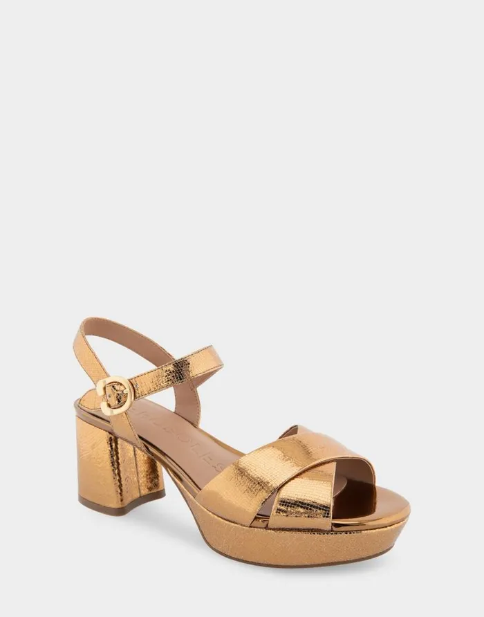 Aerosoles Comfortable Women039s Platform Sandal In Light Bronze Genuine Leather Light Bronze Leather Women Platforms