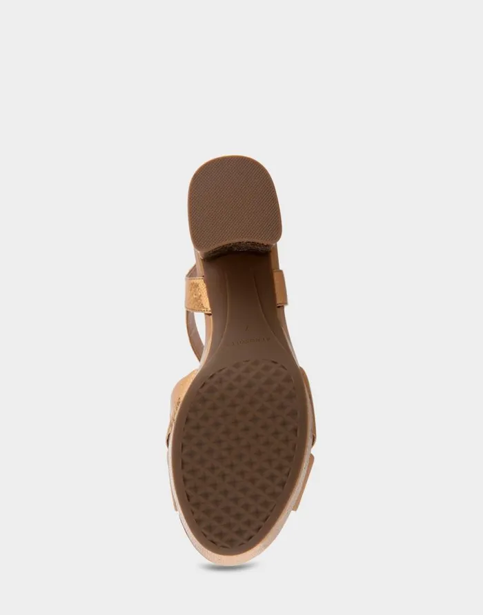 Aerosoles Comfortable Women039s Platform Sandal In Light Bronze Genuine Leather Light Bronze Leather Women Platforms