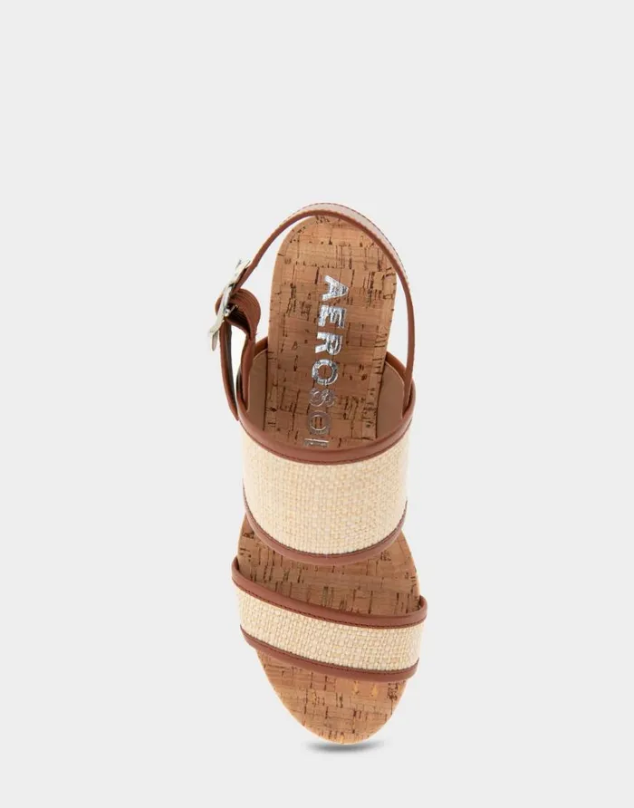 Aerosoles Comfortable Women039s Platform Sandal In Sand Raffia Combo Raffia Fabric Sand Raffia Combo Women Platforms