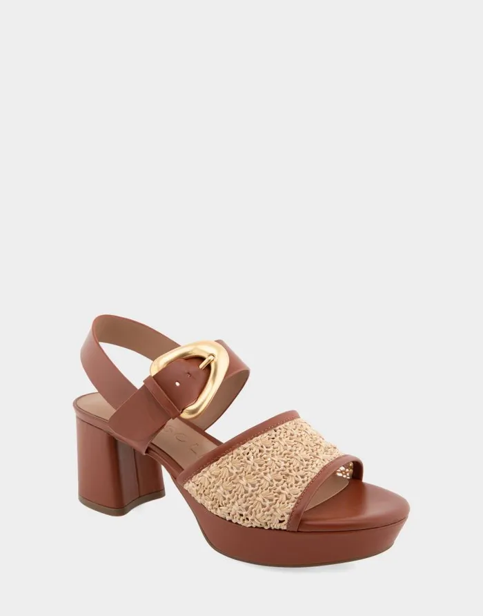 Aerosoles Comfortable Women039s Quarter Strap Platform Sandal In Natural Raffia Combo Raffia Fabric Natural Raffia Combo Women Platforms