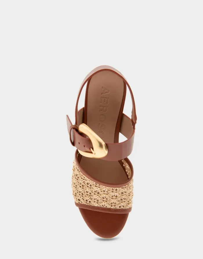 Aerosoles Comfortable Women039s Quarter Strap Platform Sandal In Natural Raffia Combo Raffia Fabric Natural Raffia Combo Women Platforms