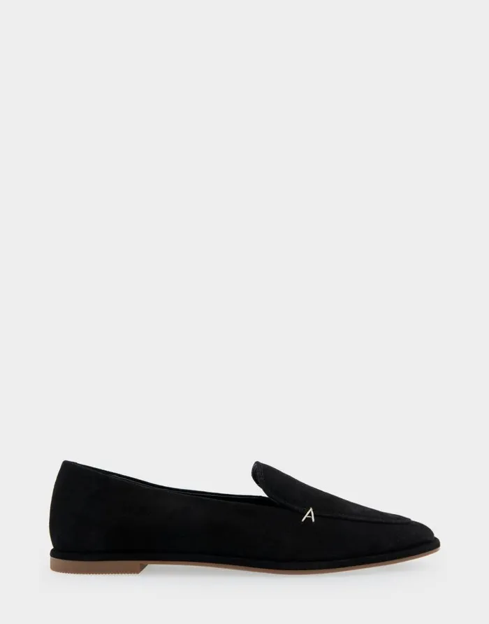 Aerosoles Comfortable Women039s Tailored Loafer In Black Suede Black Suede Women Clogs and Mules
