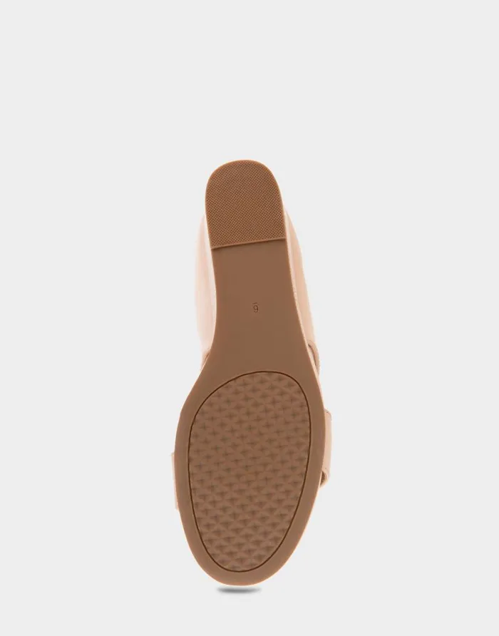 Aerosoles Comfortable Women039s Two Band Mid Wedge Slide Sandal In Cipria Faux Leather Cipria Faux Leather Women Wide Width Sandals