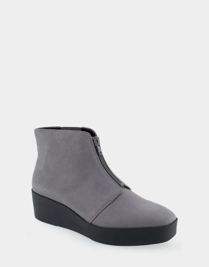 Aerosoles Comfortable Women039s Wedge Heel Ankle Boot In Dark Grey Faux Suede Quiet Shade Faux Suede Women Ankle Boots