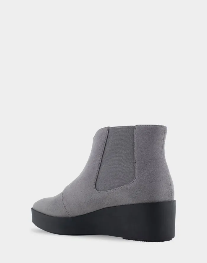 Aerosoles Comfortable Women039s Wedge Heel Ankle Boot In Dark Grey Faux Suede Quiet Shade Faux Suede Women Ankle Boots
