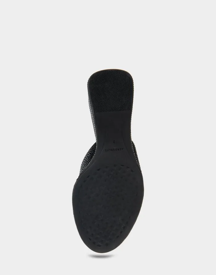 Aerosoles Comfortable Women039s Wedge Slide In Black Fabric With Crystals Black Fabric With Crystals Women Wedges