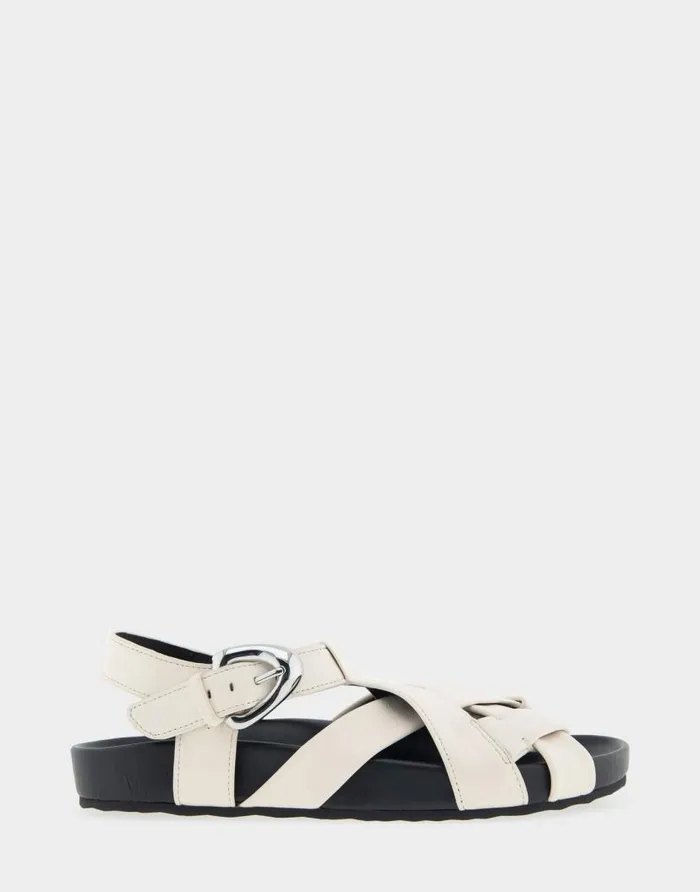 Aerosoles Comfortable Women039s Woven Fisherman Footbed Sandal In Eggnog Leather Eggnog Leather Women Clogs and Mules