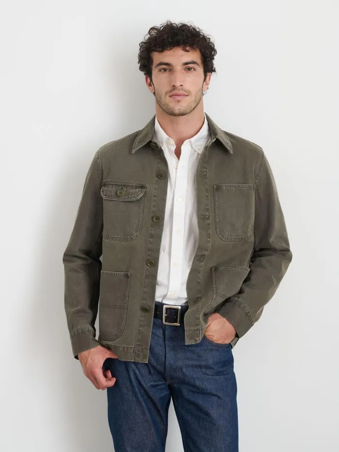 Alex Mill Jackets Coats Men Garment Dyed Work Jacket In Recycled Denim Thyme