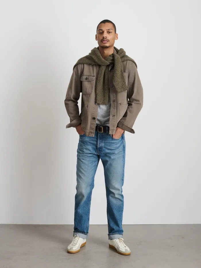 Alex Mill Jackets Coats Men Garment Dyed Work Jacket In Recycled Denim Thyme