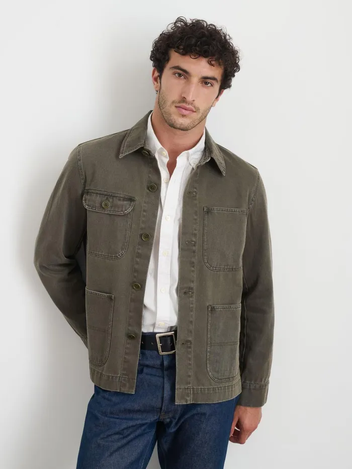 Alex Mill Jackets Coats Men Garment Dyed Work Jacket In Recycled Denim Thyme