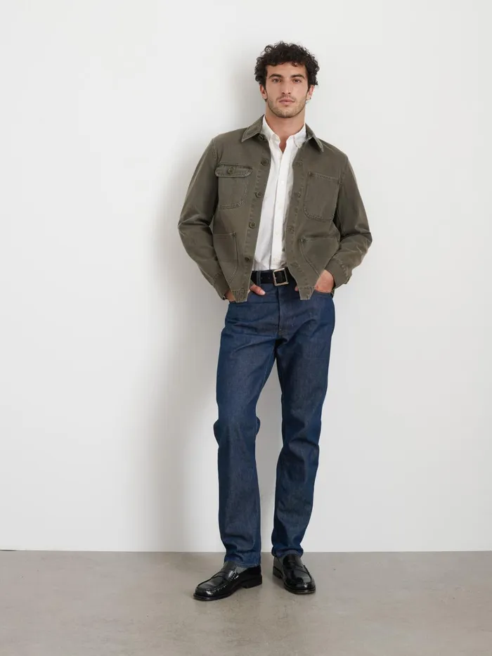 Alex Mill Jackets Coats Men Garment Dyed Work Jacket In Recycled Denim Thyme