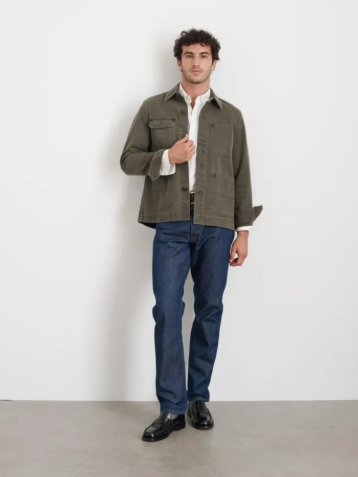 Alex Mill Jackets Coats Men Garment Dyed Work Jacket In Recycled Denim Thyme