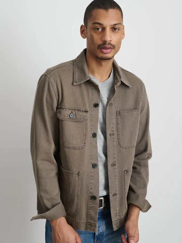 Alex Mill Jackets Coats Men Garment Dyed Work Jacket In Recycled Denim Thyme