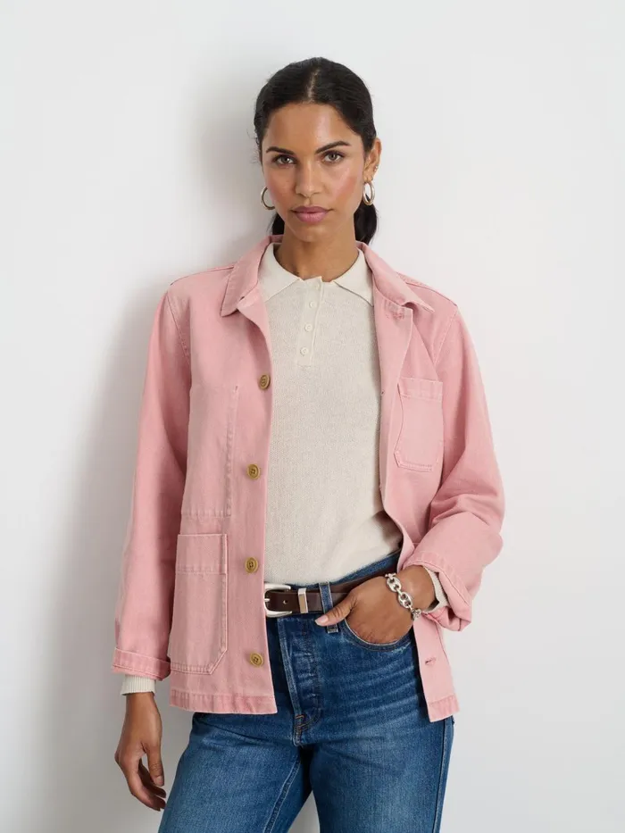 Alex Mill Jackets Outerwear Women Britt Work Jacket In Recycled Denim Blush Pink