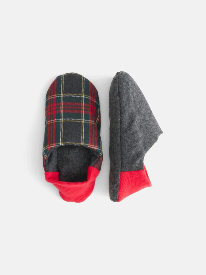 Alex Mill Men Wool Plaid House Shoes Red