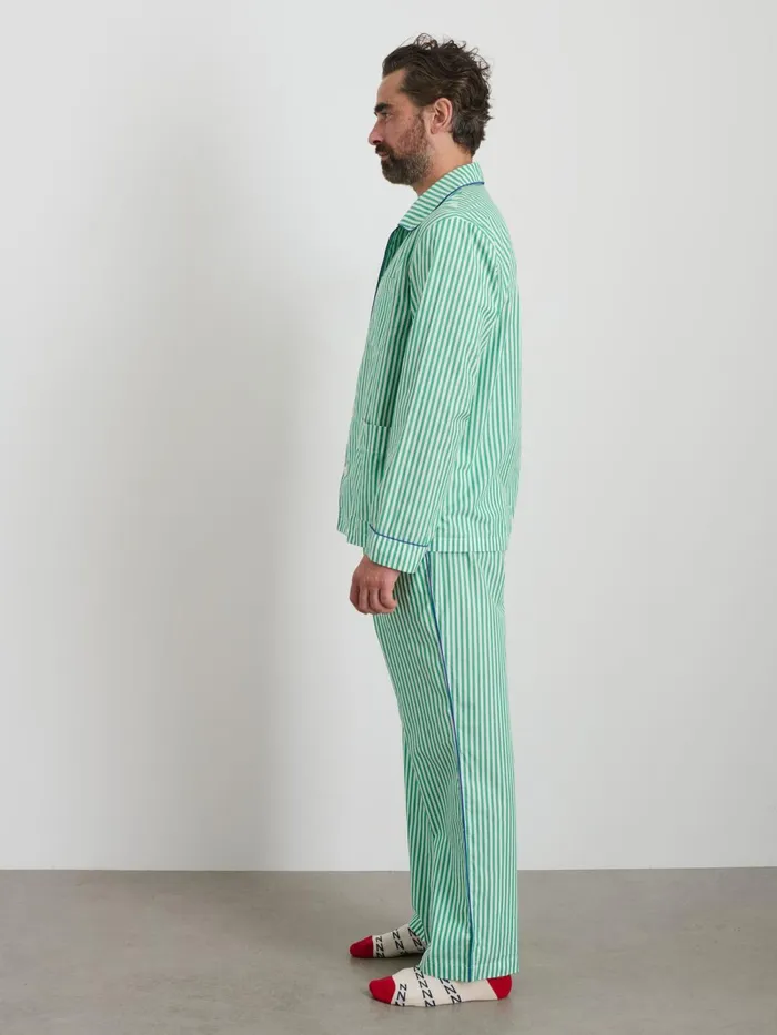 Alex Mill Pajamas Slippers Men P039jimmies Sleep Shirt In Stripe Green Stripe