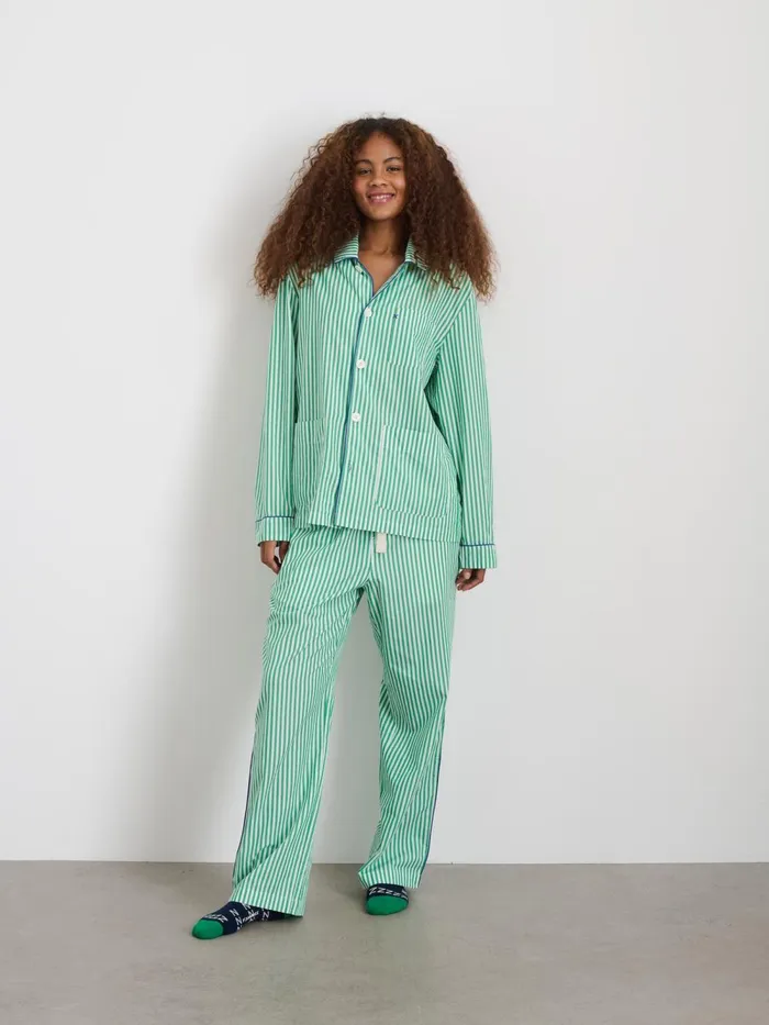 Alex Mill Pajamas Slippers Men P039jimmies Sleep Shirt In Stripe Green Stripe