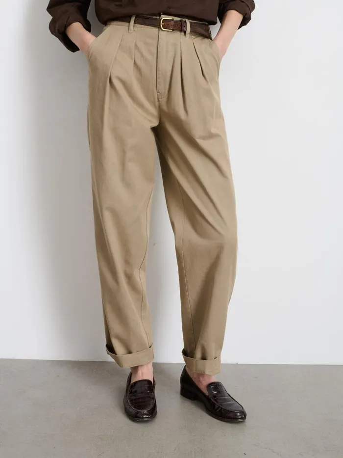 Alex Mill Pants Women Keaton Double Pleat Pant In Twill Coriander