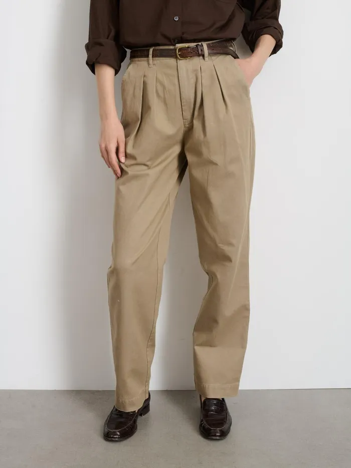 Alex Mill Pants Women Keaton Double Pleat Pant In Twill Coriander