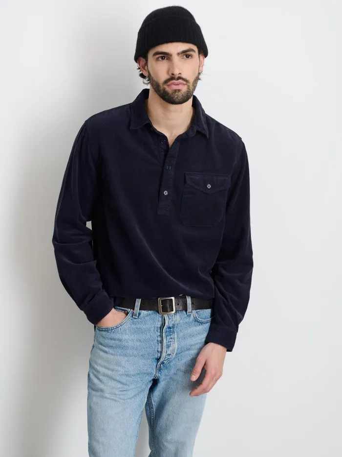 Alex Mill Shirts Men Carter Popover Shirt In Fine Wale Corduroy Navy