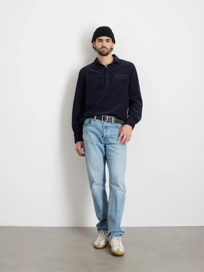 Alex Mill Shirts Men Carter Popover Shirt In Fine Wale Corduroy Navy