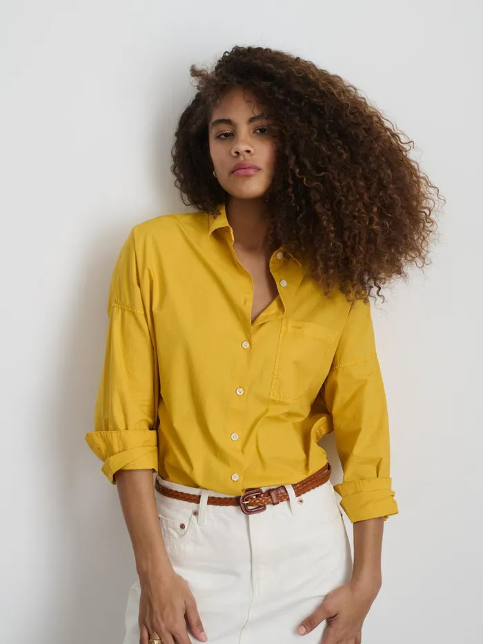 Alex Mill Shirts Tops Women Jo Shirt In Cotton Poplin Amalfi Yellow