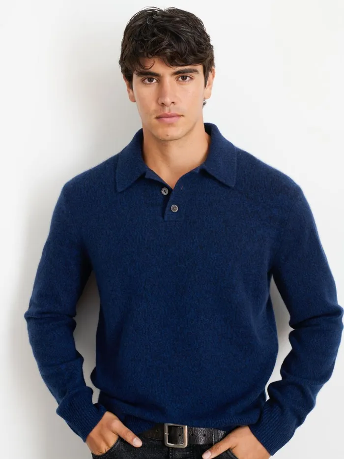 Alex Mill Sweaters Sweatshirts Men Jacob Polo Sweater In Cashmere Heather Navy