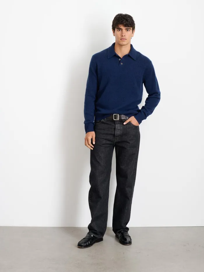 Alex Mill Sweaters Sweatshirts Men Jacob Polo Sweater In Cashmere Heather Navy
