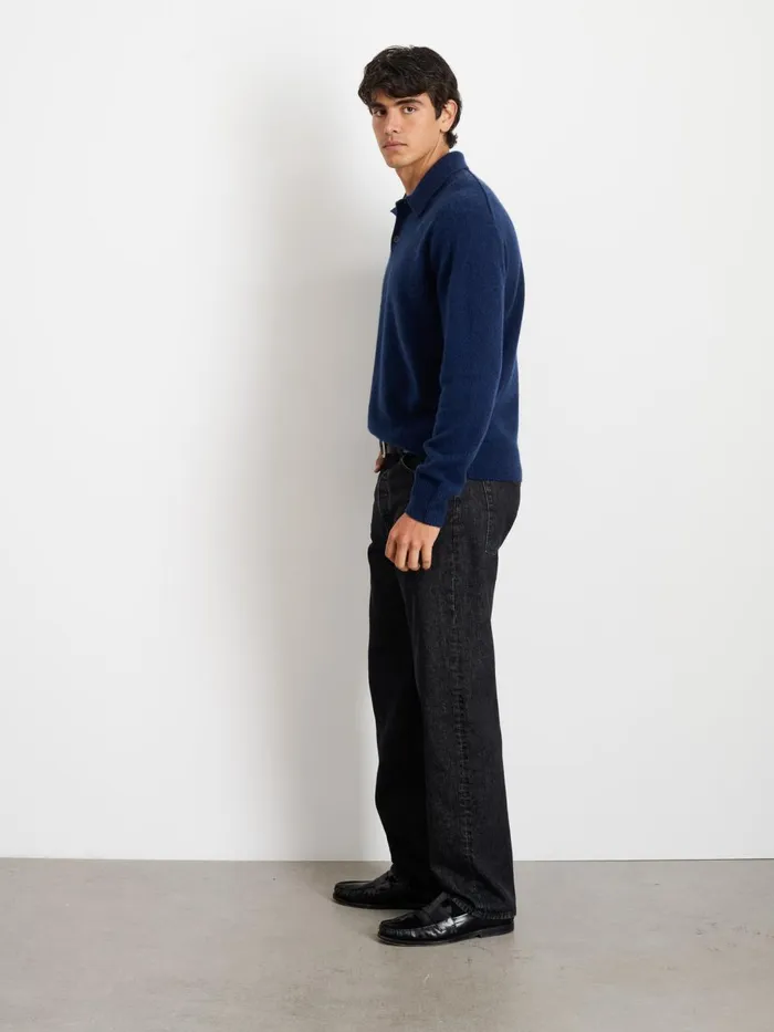Alex Mill Sweaters Sweatshirts Men Jacob Polo Sweater In Cashmere Heather Navy
