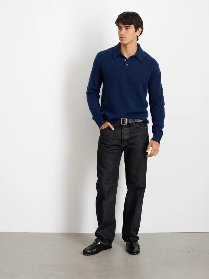 Alex Mill Sweaters Sweatshirts Men Jacob Polo Sweater In Cashmere Heather Navy