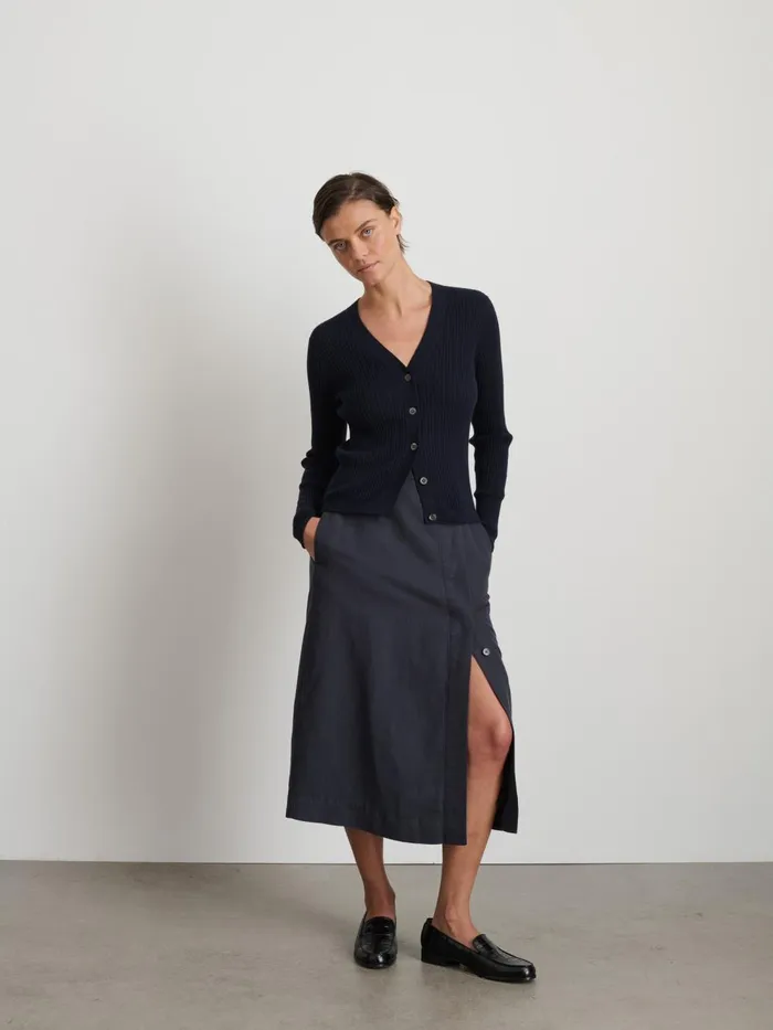 Alex Mill Sweaters Women VNeck Ribbed Cardigan Navy
