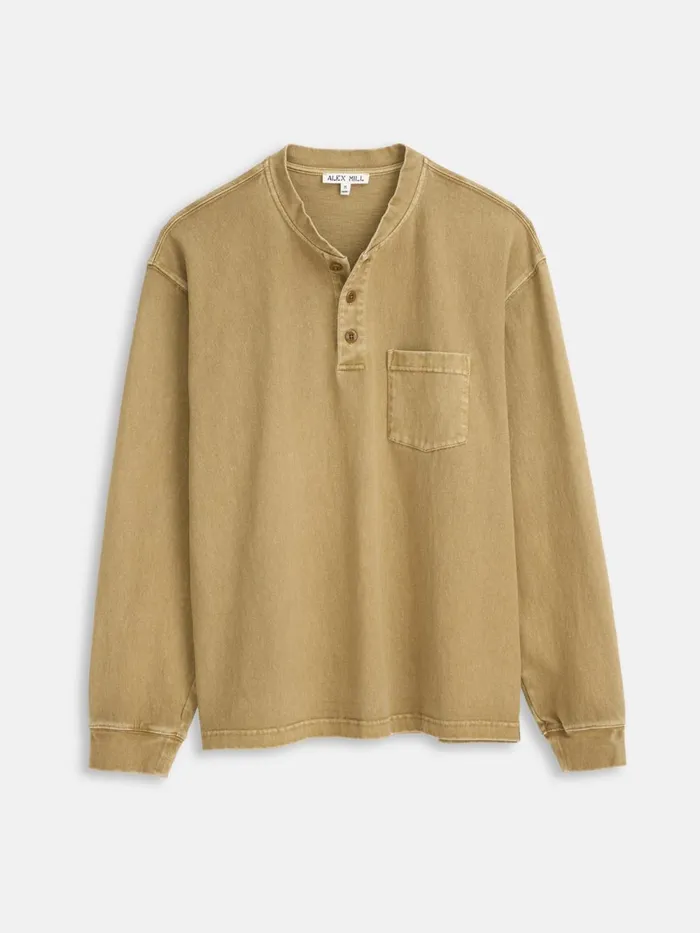 Alex Mill Tees Polos Men Alan Henley In Heavyweight Cotton Khaki