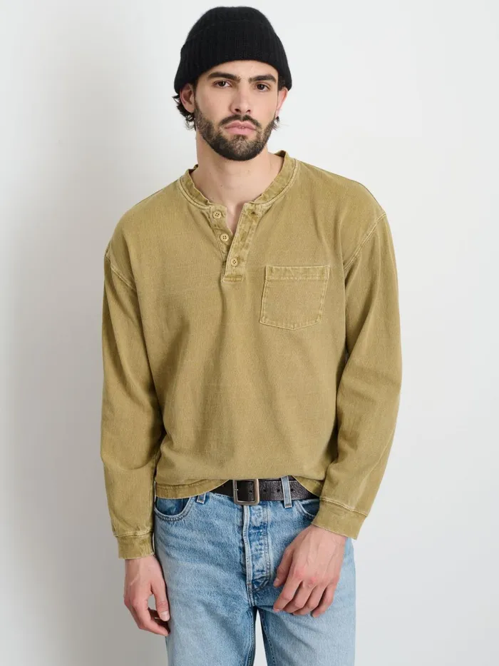 Alex Mill Tees Polos Men Alan Henley In Heavyweight Cotton Khaki