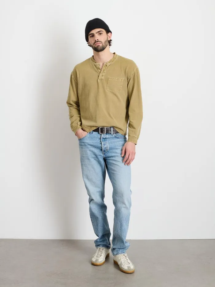 Alex Mill Tees Polos Men Alan Henley In Heavyweight Cotton Khaki