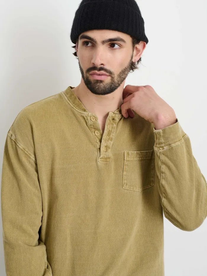 Alex Mill Tees Polos Men Alan Henley In Heavyweight Cotton Khaki