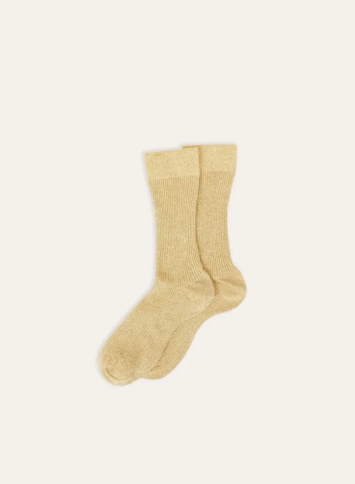 Alex Mill Women Maria La Rosa Lurex Socks Gold