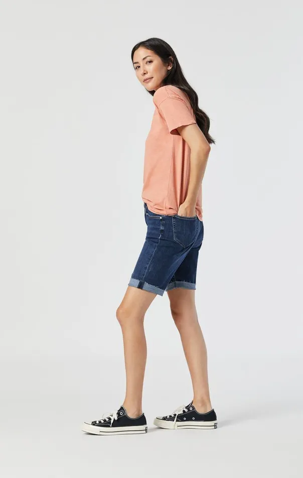 Alexis Shorts In Dark Frayed Hem Feather Blue Women Mavi Jeans Shorts
