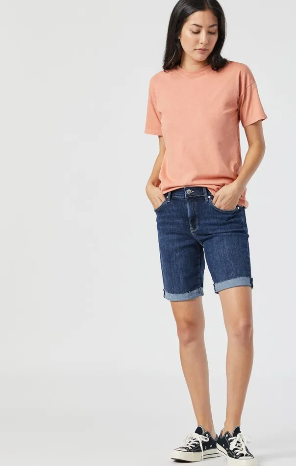 Alexis Shorts In Dark Frayed Hem Feather Blue Women Mavi Jeans Shorts