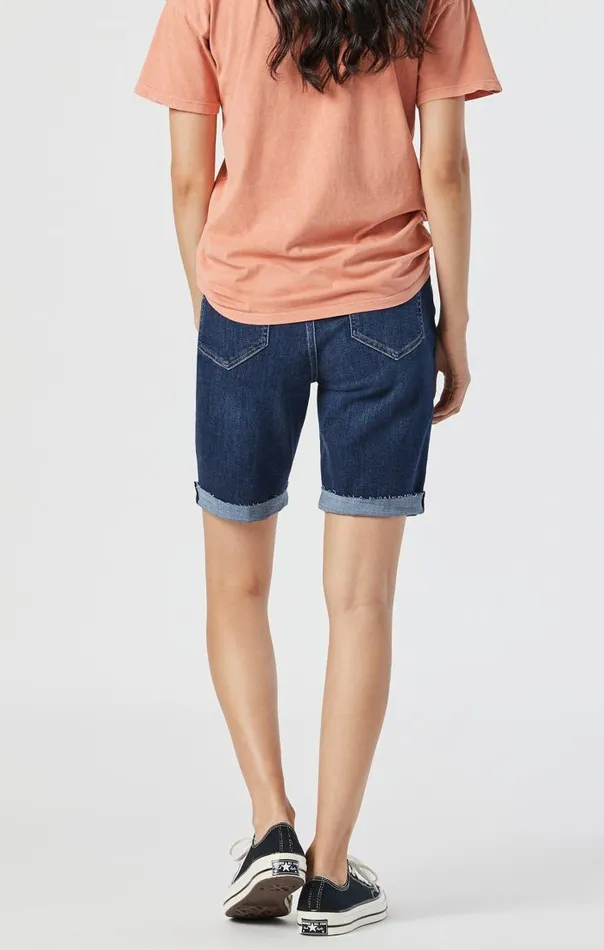 Alexis Shorts In Dark Frayed Hem Feather Blue Women Mavi Jeans Shorts