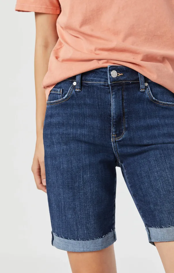 Alexis Shorts In Dark Frayed Hem Feather Blue Women Mavi Jeans Shorts