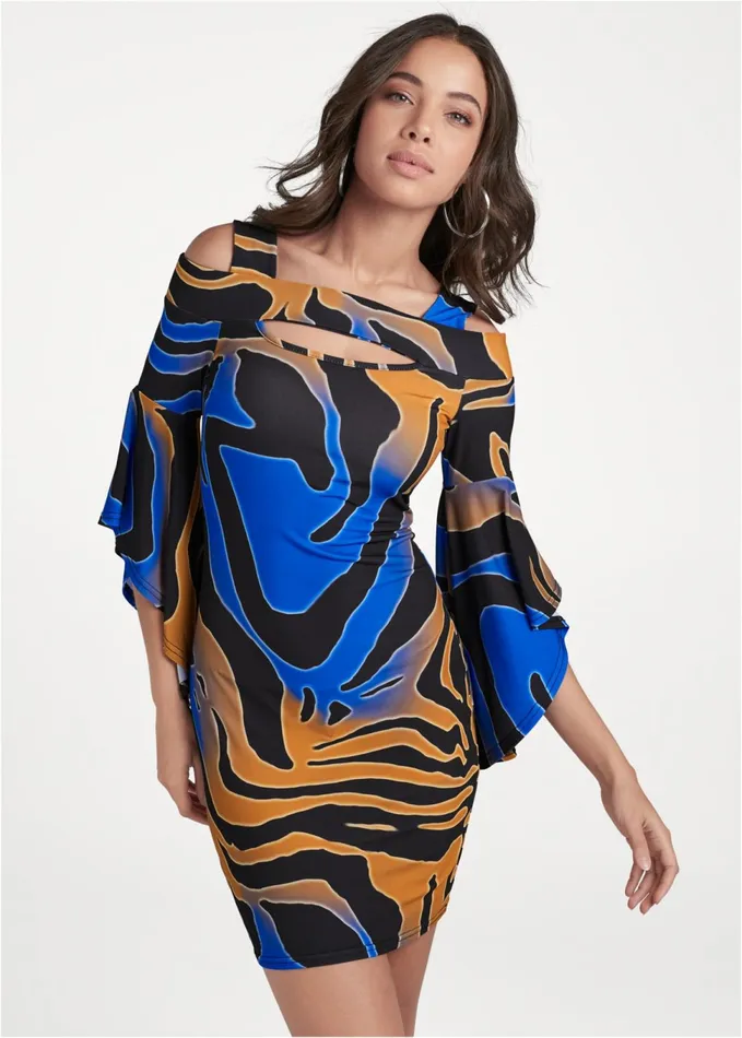 ANIMAL PRINT DRESS Blue Multi Women VENUS Bodycon Dresses