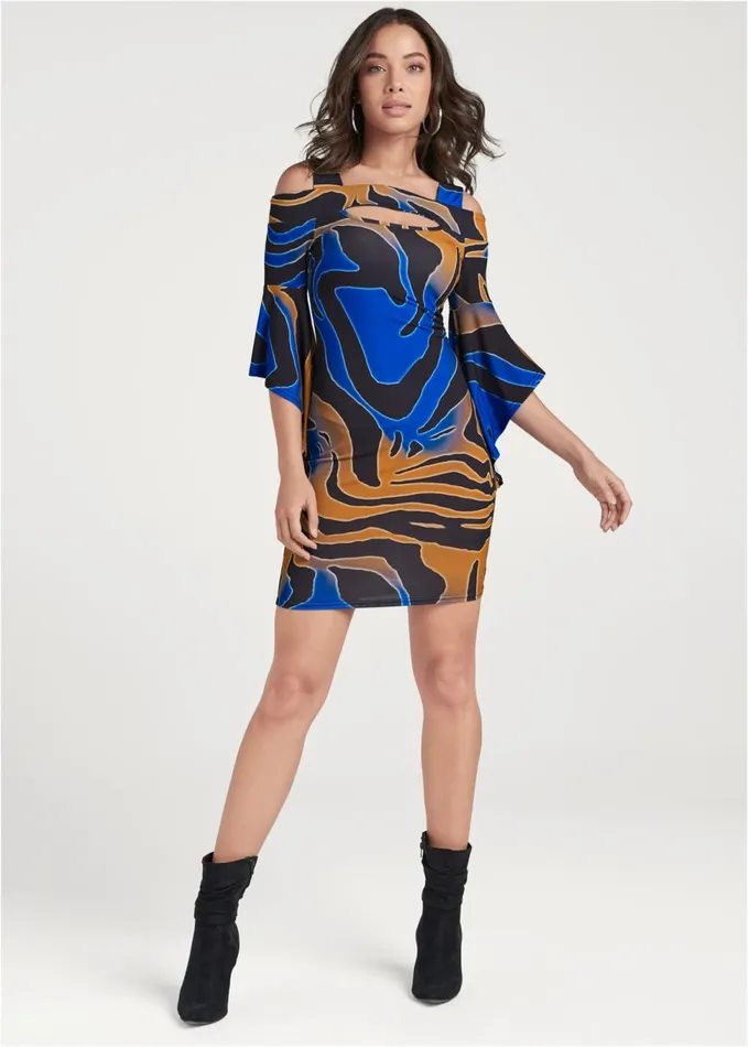 ANIMAL PRINT DRESS Blue Multi Women VENUS Bodycon Dresses