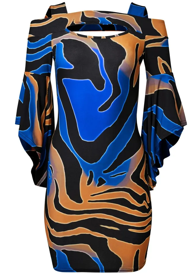 ANIMAL PRINT DRESS Blue Multi Women VENUS Bodycon Dresses