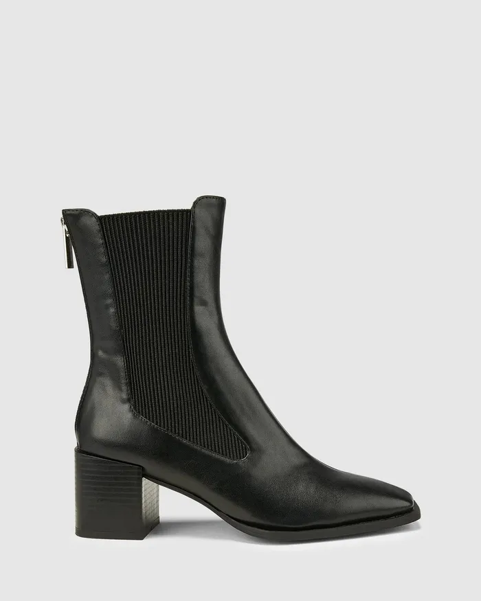 Ankle Boots Women DNA Black Smooth Ankle Boots NOVO Shoes