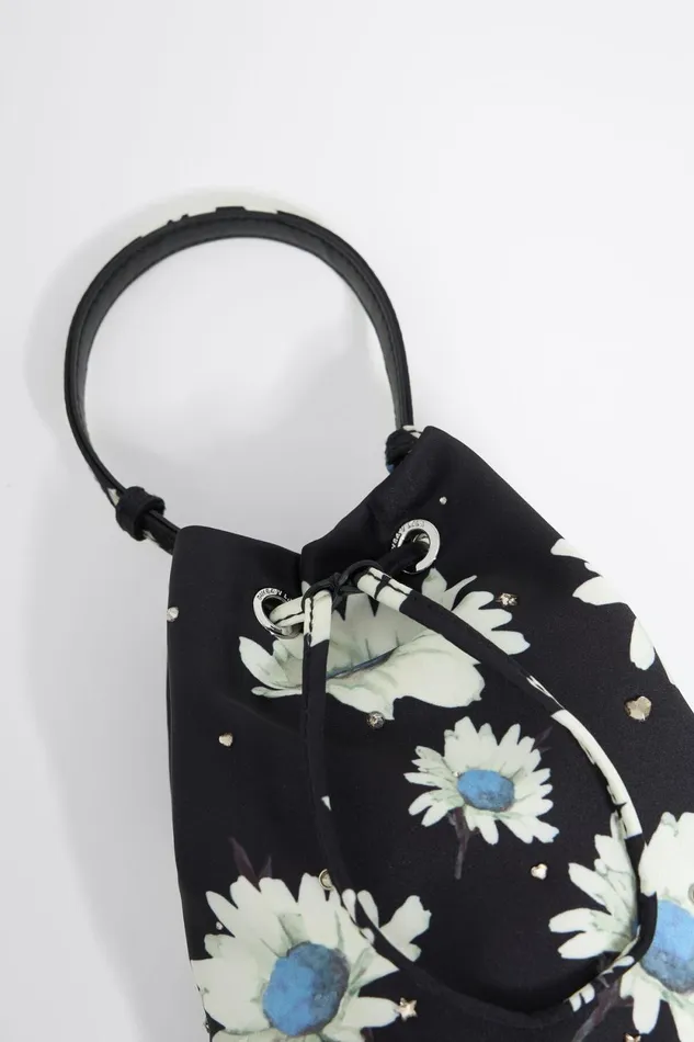 Anthracite Satin Daisy Crystal Bucket Bag Daisy Anthracite Xs Women Bimba Y Lola Mini Bags Anthracite Satin Daisy Crystal Bucket Bag Daisy Anthracite Xs Women Bimba Y Lola Mini Bags