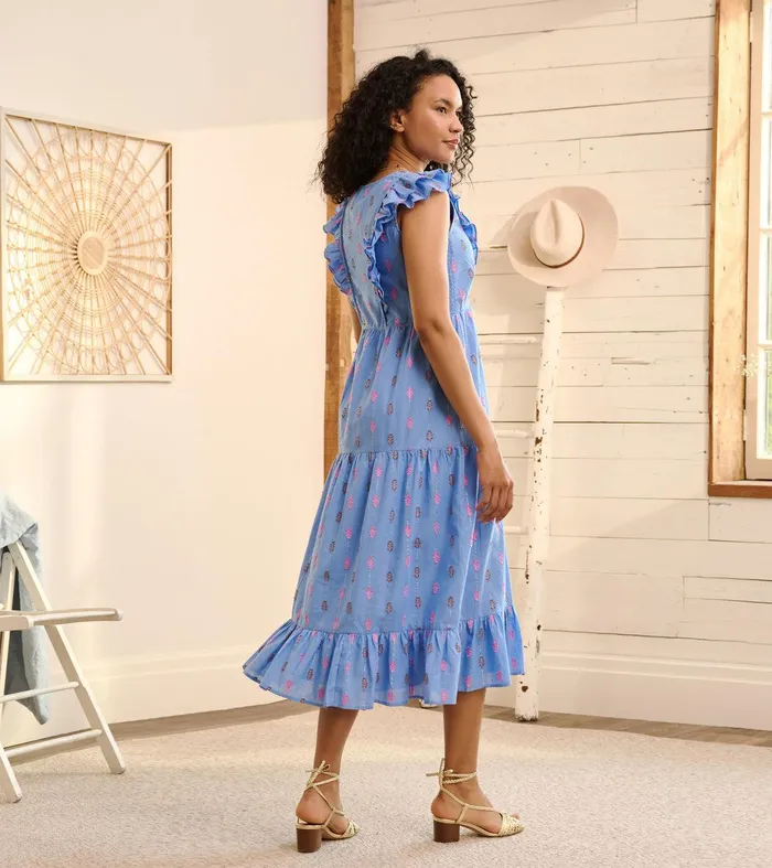 Aria Midi Dress 8211 Rainbow Feather Dobby Hatley
