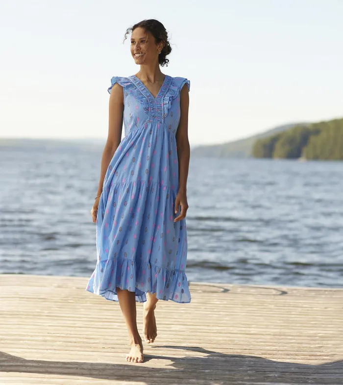 Aria Midi Dress 8211 Rainbow Feather Dobby Hatley