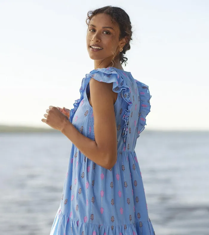Aria Midi Dress 8211 Rainbow Feather Dobby Hatley